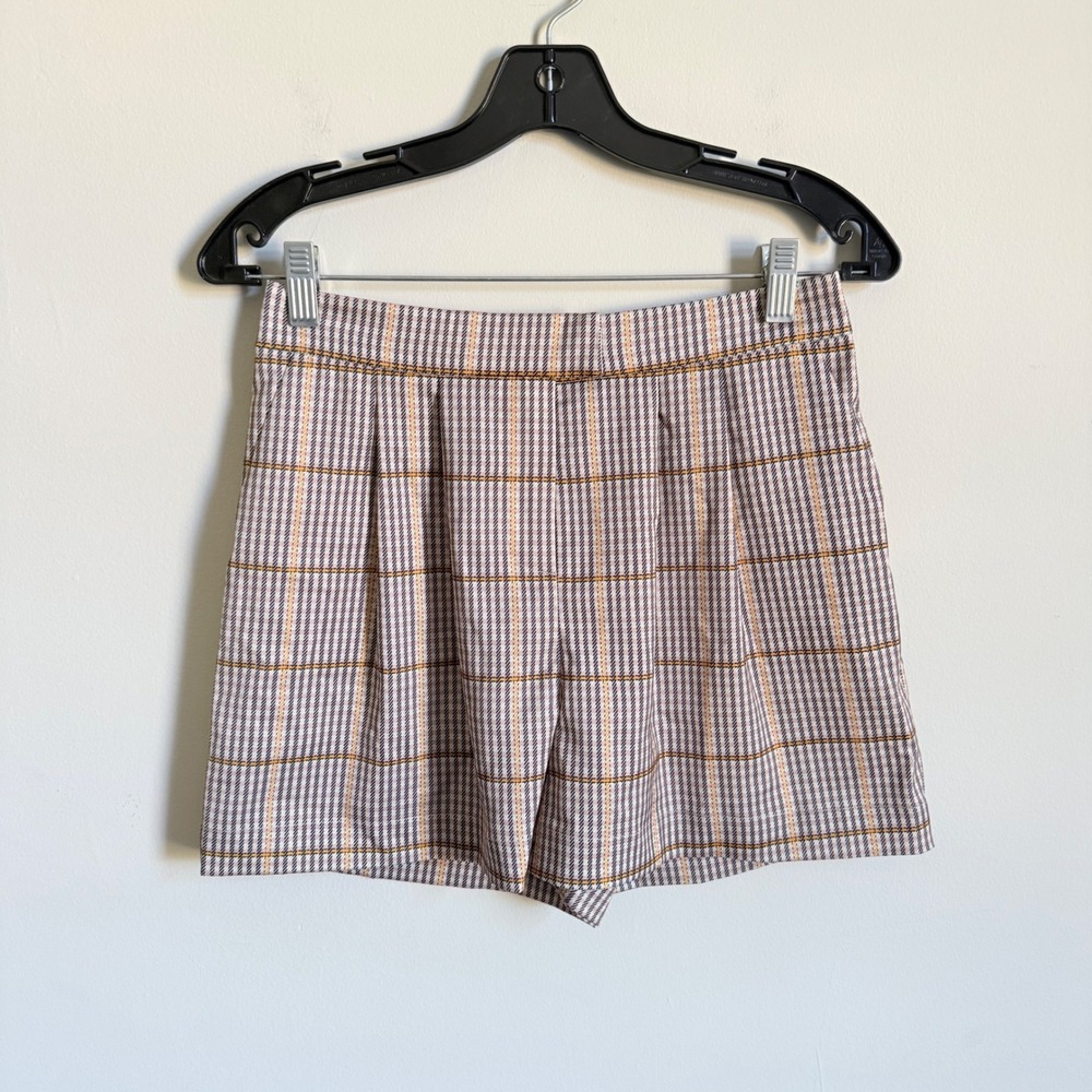 L'AGENCE Chai Pleated Satin Plaid Shorts NWT 2615CTZ Size 2